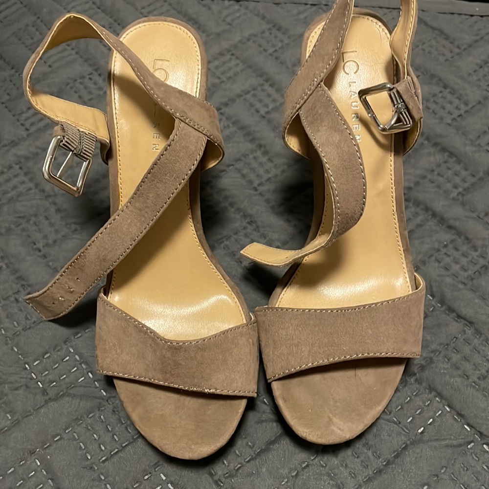 lauren conrad heels. taupe color
